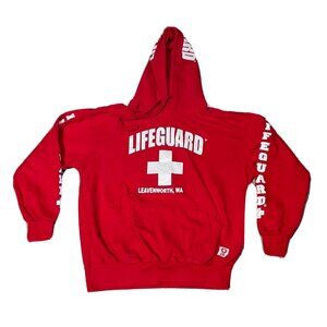 Lifeguard Leavenworth Washington hoodie sweater mens large long sleeve red